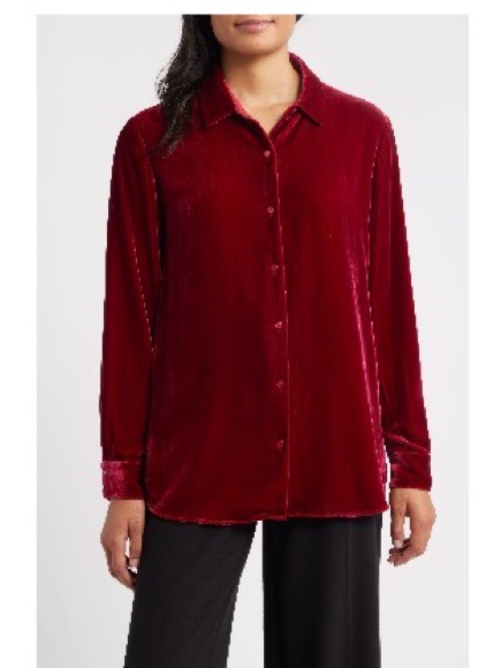 Eileen Fisher Velvet button up shirt